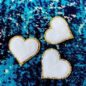 Stoney Clover Lane White Heart Patches (Set of 3)